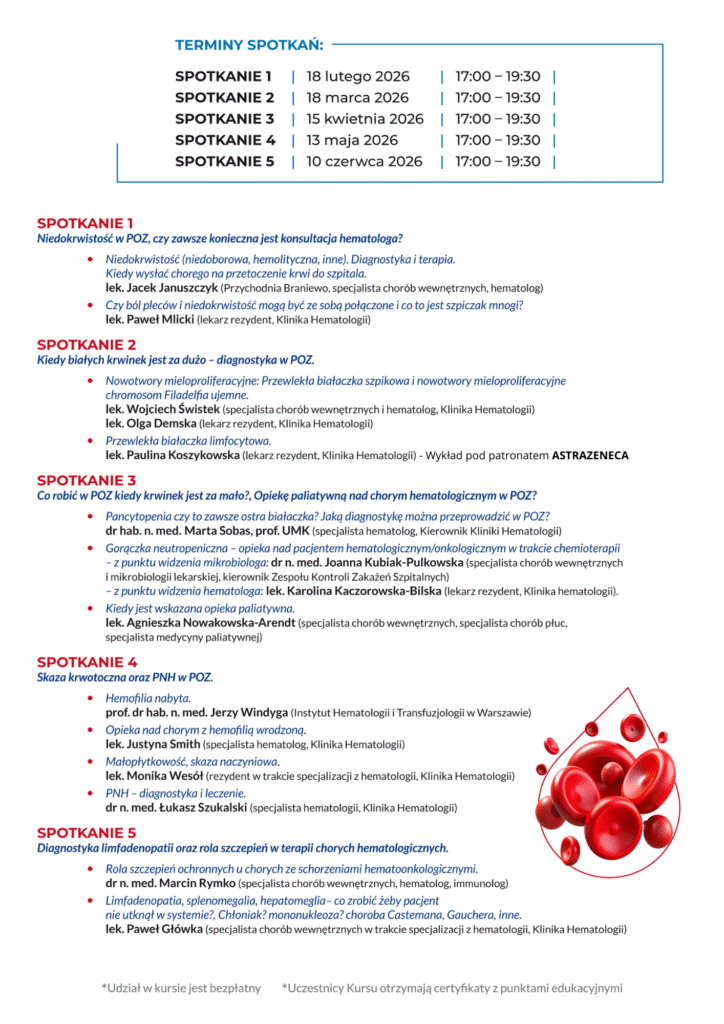 Materiał archiwalny wydarzenia I edycja kursu — Podstawy hematologii